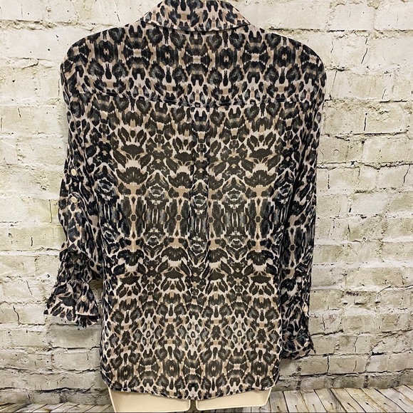 New York & Company Cheetah Print Button Up Blouse - Picture 3 of 6